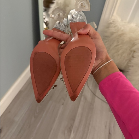 Amina Muaddi Transparent and Silver Embellished Heels - Picture 10 of 12